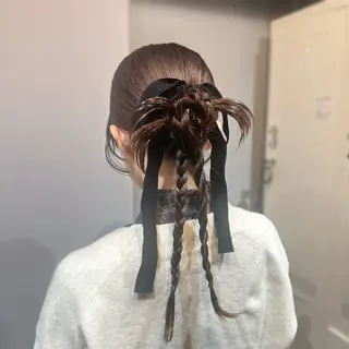 セミロング カラー ヘアアレンジ 縮毛矯正+モテカラー 🎀✨MIHOのヘアスタイル