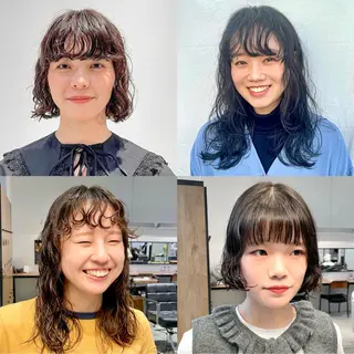 パーマ 金本麗美　ボブパーマ グレージュ/オリーブのヘアスタイル