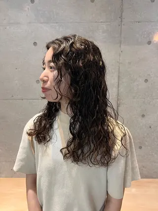 セミロング デジタルパーマ/ ウェーブパーマ/神野のヘアスタイル