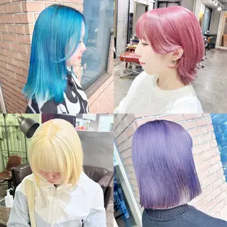 セミロング カラー ヘアアレンジ ヘアセット💘 似合わせカラーのヘアスタイル