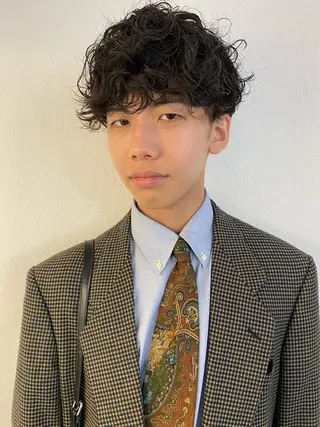 ショート パーマ メンズ 森貴裕/ベージュ/ パーマ/オリーブのヘアスタイル