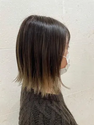 セミロング カラー 斉藤 貴也のヘアスタイル