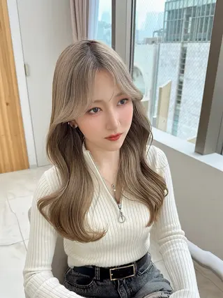 セミロング カラー 🇰🇷韓国風くびれ ヘア🇰🇷中村優大のヘアスタイル