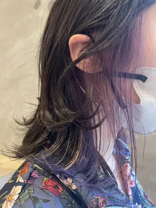 カラー セミロング ブリーチなし透明感 カラー✨山仲絢圭のヘアスタイル