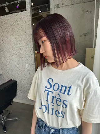 ショート カラー ヘアアレンジ lani ブリーチ /ダブルカラーのヘアスタイル
