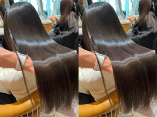 カラー ゆらんちょ/ブリーチ 無w/縮毛矯正/暖色のヘアスタイル