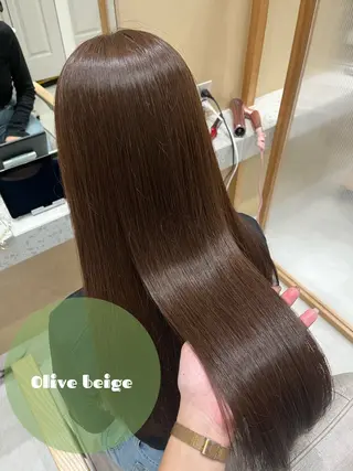 セミロング カラー ヘアアレンジ 🥀暖色韓国ヘア💕 保科侑花のヘアスタイル