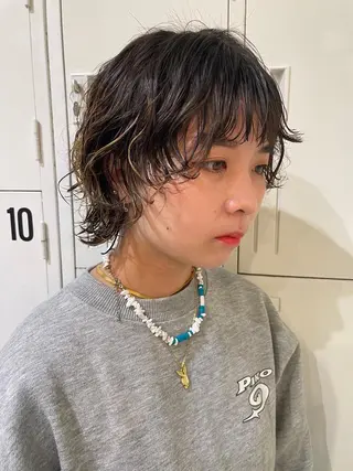 ミディアム パーマ ウルフ/似合わせ レイヤー/RIHOのヘアスタイル