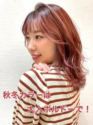 セミロング カラー パーマ 似合わせ✨透明感🫧 佐藤優斗のヘアスタイル