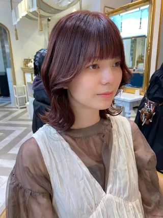 ミディアム カラー レイヤーと顔まわり 大好き❣️関口拓馬のヘアスタイル