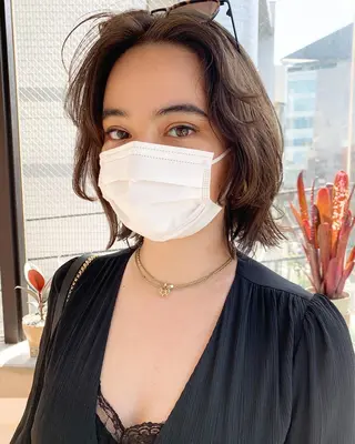 ショート カラー パーマ pole/apartment所属・💓パーマ，💗 レイヤーカットのヘアスタイル