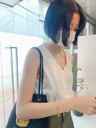 ショート カラー ボブパーマコテ巻き風 パーマNo1深江秀平のヘアスタイル