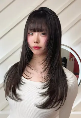 ロング カラー 莉乃/縮毛矯正/髪質 改善/艶カラーのヘアスタイル