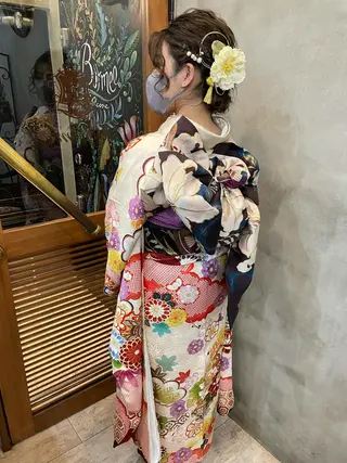 セミロング ヘアアレンジ 【ピンク/韓国ヘア/ ヘアセット】亜海のヘアスタイル