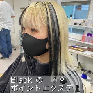 セミロング カラー エクステ ハイトーン 💭黒崎ハルカのヘアスタイル