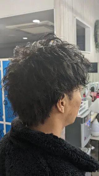 カラー ミディアム パーマ メンズ メンズパーマ/顔周り レイヤーカット/えののヘアスタイル