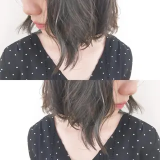 ミディアム カラー パーマ ヘアアレンジ エグチ アキラのヘアスタイル