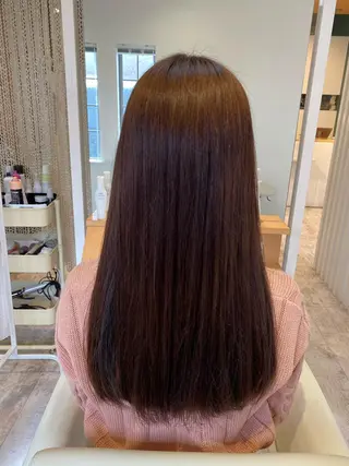 ロング カラー ブリーチなしWカラー /酸性ストレート河本のヘアスタイル