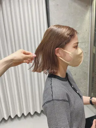 ミディアム カラー ボブパーマコテ巻き風 パーマNo1深江秀平のヘアスタイル