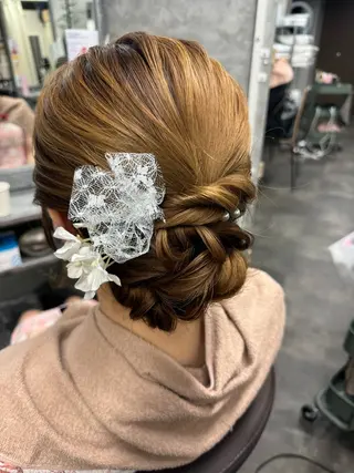 ミディアム ヘアアレンジ 松本ののか /錦/ヘアセットのヘアスタイル