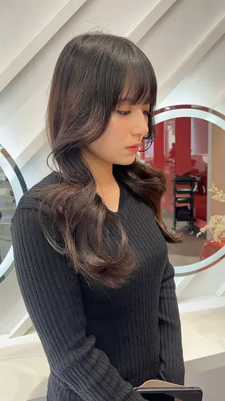 ミディアム 山崎/ボブ縮毛矯正 レイヤー髪質改善のヘアスタイル