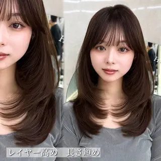 セミロング 似合わせレイヤー 透明感カラーのヘアスタイル