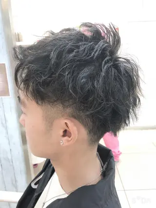 ショート パーマ メンズ 髪質改善× ハイライト溝江のヘアスタイル