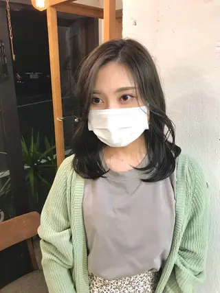 セミロング カラー 木村陸弥 似合わせ 透明感カラー🌿のヘアスタイル