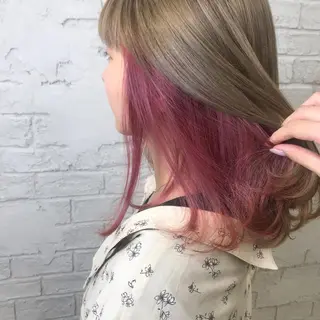 セミロング カラー オリーブ/アッシュ やわらか透明感カラーのヘアスタイル