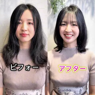 ミディアム カラー パーマ 西山 友哉のヘアスタイル