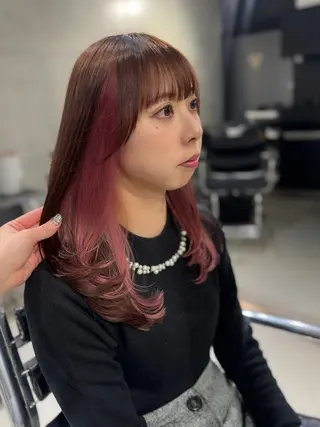 ロング カラー パーマ ヘアアレンジ 透明感/オリーブ/ グレージュ/YUKAのヘアスタイル