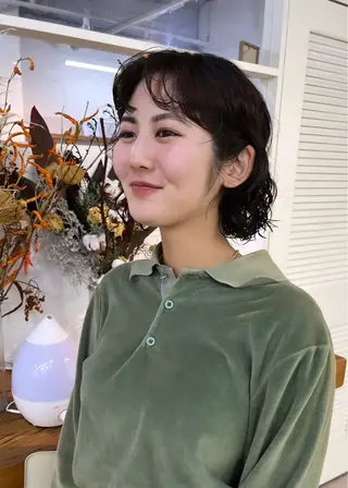 ショート パーマ benji仙台所属・KOKI/ ボブ/ パーマ/透明感カラーのヘアスタイル