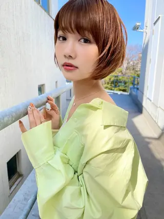 ショート カラー 透明感カラー× レイヤーカット✨高梨のヘアスタイル