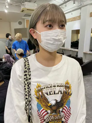 ショート カラー 森貴裕/ベージュ/ パーマ/オリーブのヘアスタイル