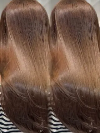 ロング カラー パーマ 表参道/ハイライト バレイヤージュのヘアスタイル