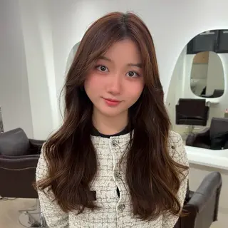 ロング カラー 韓国ヘア/髪質改善/ レイヤー/ブラウンのヘアスタイル
