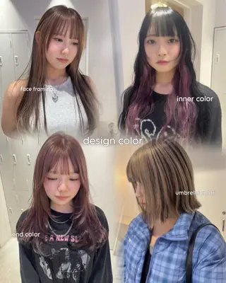 セミロング カラー Ami/艶カラー/ レイヤー/ハイトーンのヘアスタイル