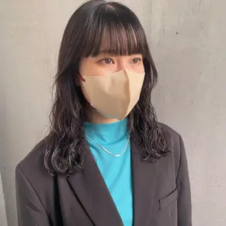 セミロング パーマ salowin SHIBUYA me+店所属・kasumi/渋谷/ パーマのヘアスタイル
