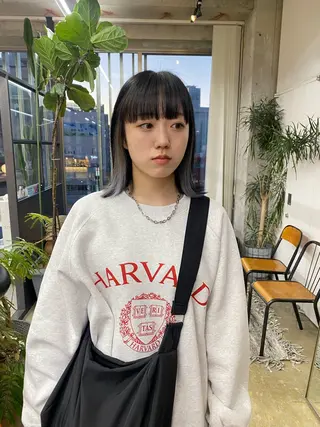 セミロング カラー 暖色カラー/オリーブ /ミニボブ/白柳美空のヘアスタイル