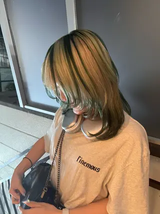 ミディアム カラー ハイトーン/デザイン /ひさやのヘアスタイル