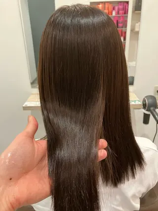 ミディアム カラー パーマ ブリーチ&ストレート 長谷川勇人のヘアスタイル