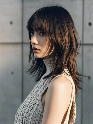 ミディアム ウルフカット 811 大阪梅田 ウルフのヘアスタイル