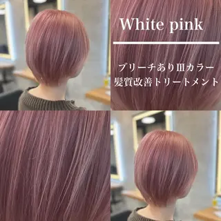 ショート カラー ヘアアレンジ 🫧ハイトーン🫧 ベージュ🫧徹哉のヘアスタイル