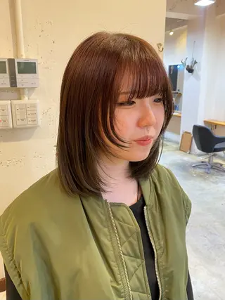 セミロング カラー レイヤーボブ/ 艶カラー/サナ🌼のヘアスタイル