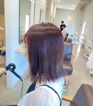 ミディアム ブリーチなしWカラー /酸性ストレート河本のヘアスタイル