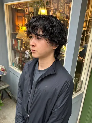 ショート パーマ メンズ 清水千優/パーマ/透 明感カラー/メンズのヘアスタイル