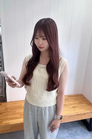 セミロング カラー 顔周りレイヤー 🎀マリノのヘアスタイル