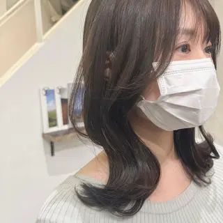 ミディアム カラー パーマ ヘアアレンジ メンズ キッズ ネイル マツエク・マツパ アイブロウ 顔周りcut/ 艶ワンカラー♥ちさきのヘアスタイル