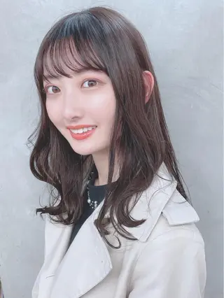 セミロング カラー パーマ ヘアアレンジ 【公式】amble luxe池袋東口🩷のヘアスタイル