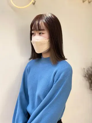 ミディアム カラー オリーブ/アッシュ やわらか透明感カラーのヘアスタイル